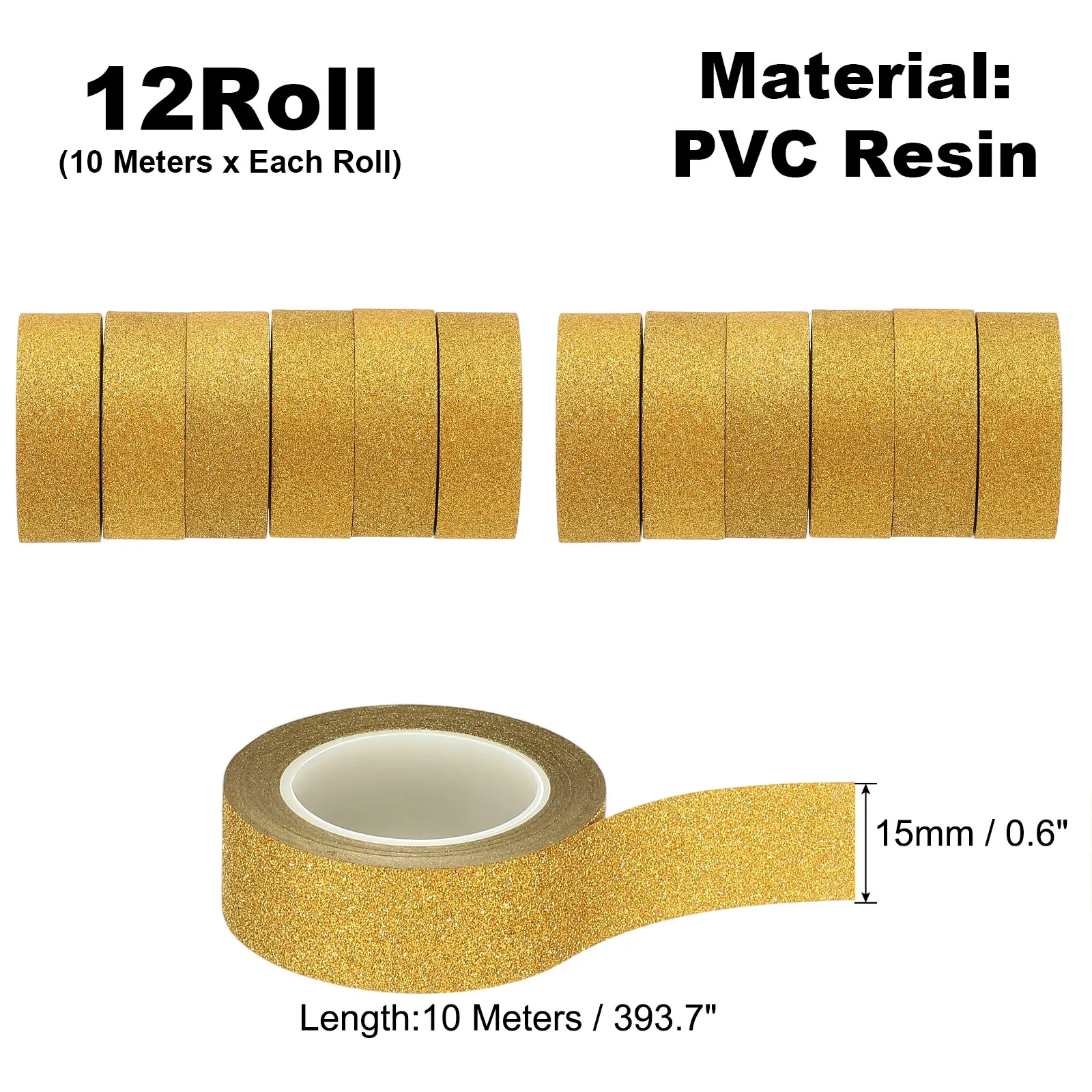 6/12Pc 10m 반짝이 와시 테이프 컬러 마스킹 테이프 DIY 공예 예술 선물 포장 저널 스크랩북을위한 접착 장식 스티커