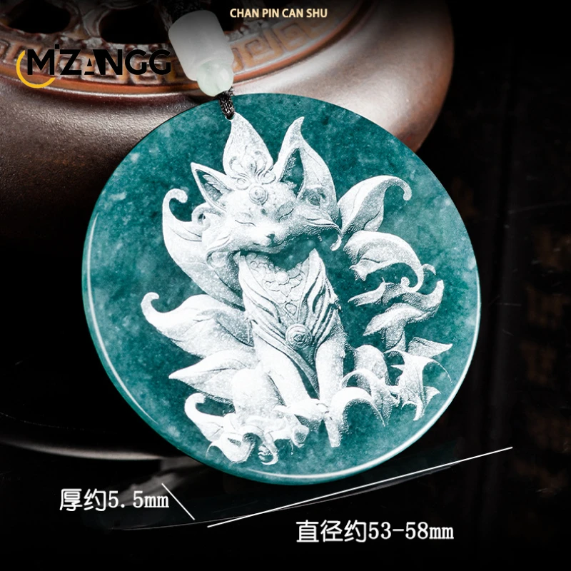 💠 Natural Jadeite “Blue Water” Shadow Carved Pendants – Dragon, Buddha, Calligraphy & Mythical Designs – Unisex Jade Necklace 3