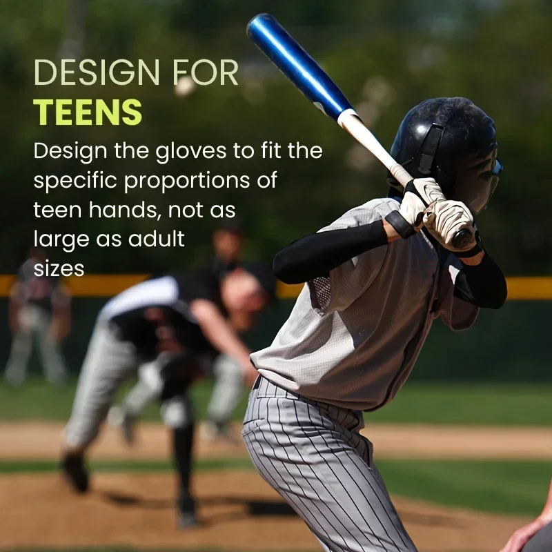 Baseball Softball Batting Gloves Cabretta PU Leather Batting Gloves Pair Kids Pro Grip Gloves 2