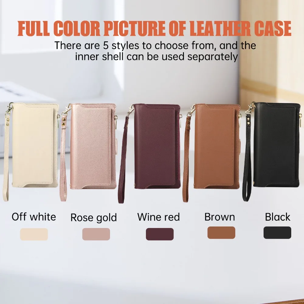 2-in-1 Detachable Crossbody & Wrist Strap Phone Wallet Case with Card Holder