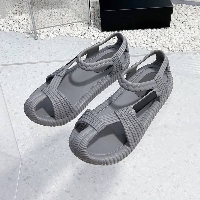 

Female Sandals Summer 2024 New Style Open Toe Weave Upper Hollow Design Women Fisherman Shoes Non Slip Wear Resistant Sandals