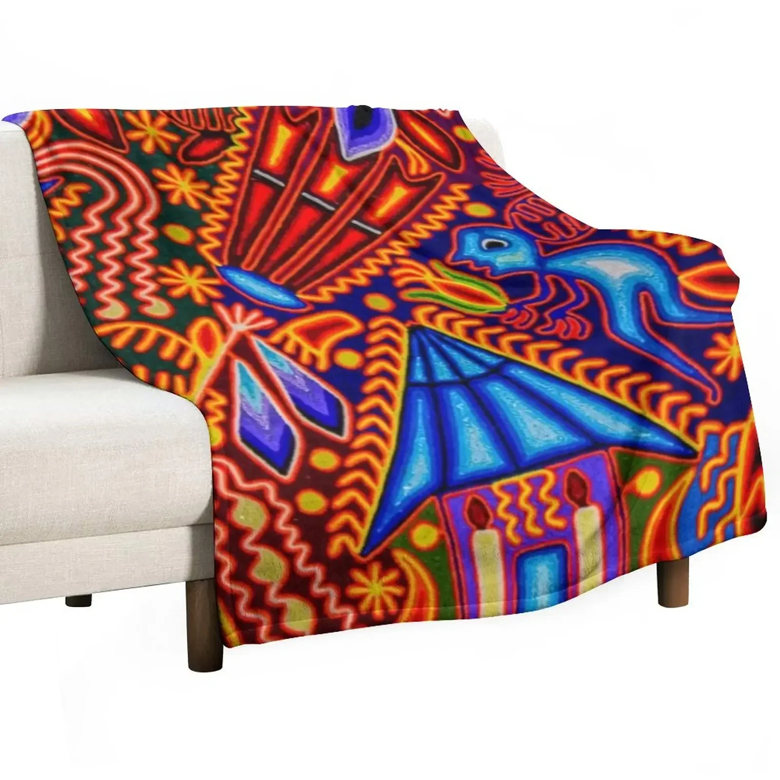 

Huichol textile Throw Blanket Hairy Comforter Loose Flannels Blankets