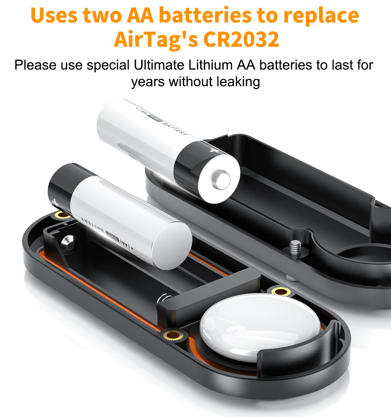 Fuzhong-10-Year Life Extended Battery Case For Airtag - Use Two Aa Batteries Instead Over 14x More Capacity Than Cr2032 4 1 Hanging Magnetic Adhere Storage - View #5
