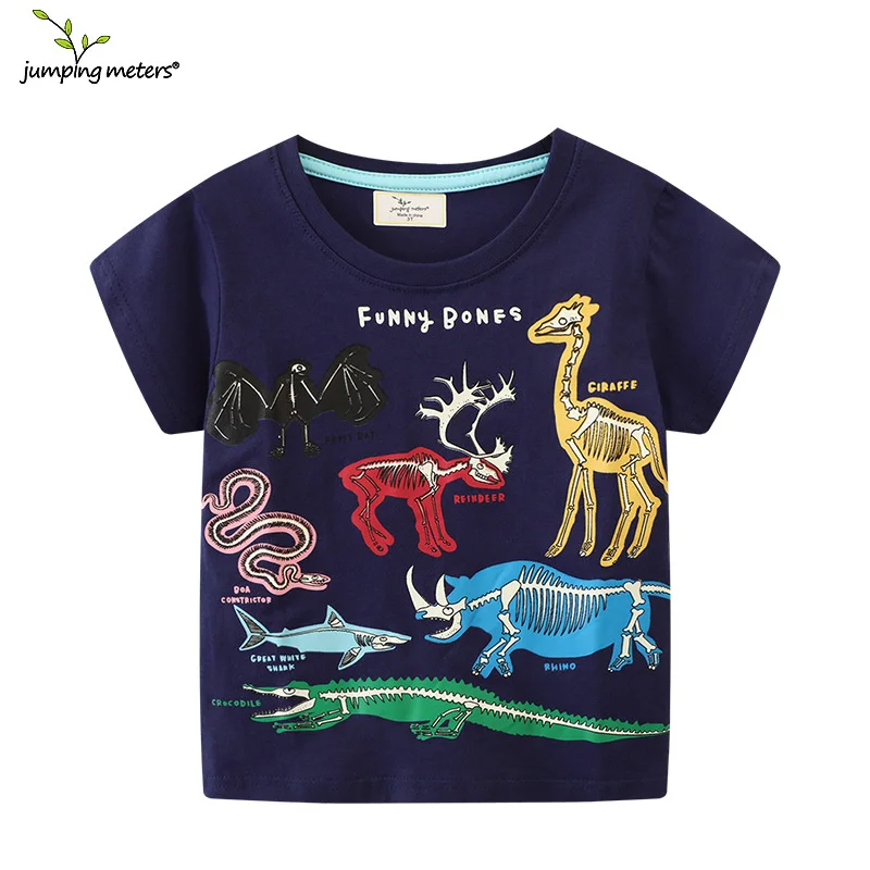 

Jumping Meters 2-7T Animals Boys Girls T Shirts Short Sleeve Luminous Dinosaurs Baby Costume Summer Kids Tees Tops