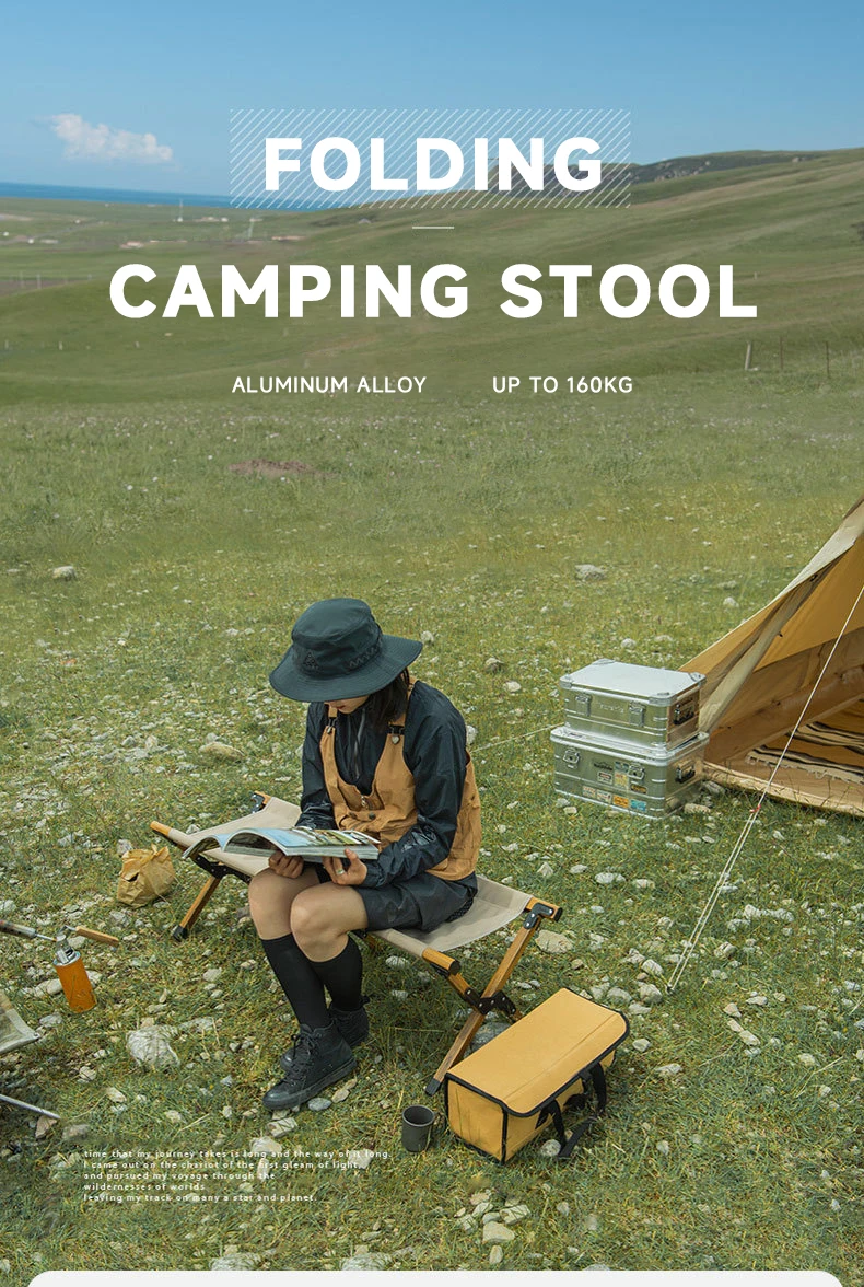 Double camping stool in use