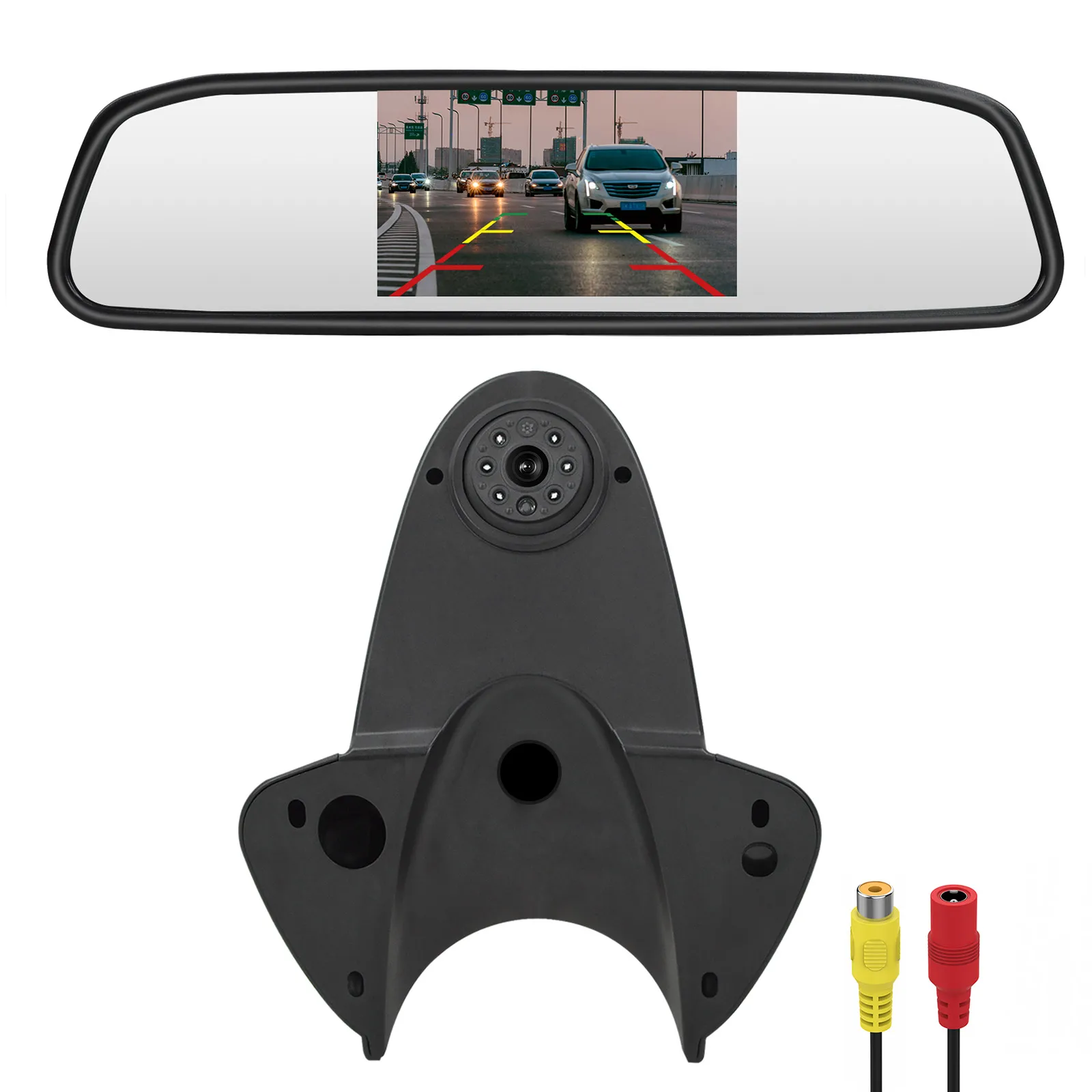 

Brake Light Backup Rear View Camera With 4.3" IPS Color Mirror Monitor for Vans Caravan (Mercedes Benz Sprinter) Parking System