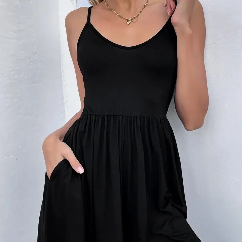 Fashionable Women's Clothing 2024 Collection Waist Wide Truffle Back Pocket Knitted Suspender Jumpsuit Shorts Street Wear YSQ09