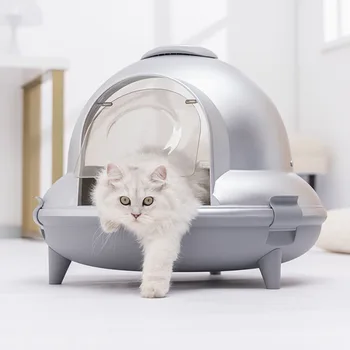 휴대용 고양이 쓰레기통 인클로저, 닫힌 고양이 쓰레기통, 실내 탈취제, 개성 UFO, 튀김 방지 크기, 애완 동물 변기 상자