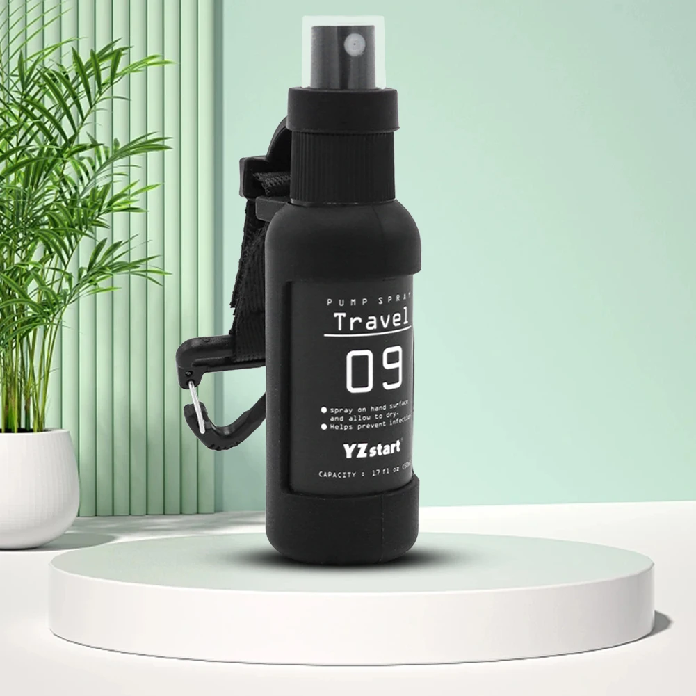 50ml Mini Fine Mist Spray Bottles Travel Bottle with Tactical Hook Strap Refillable Spray Bottle for Outdoor Camping for Liquid