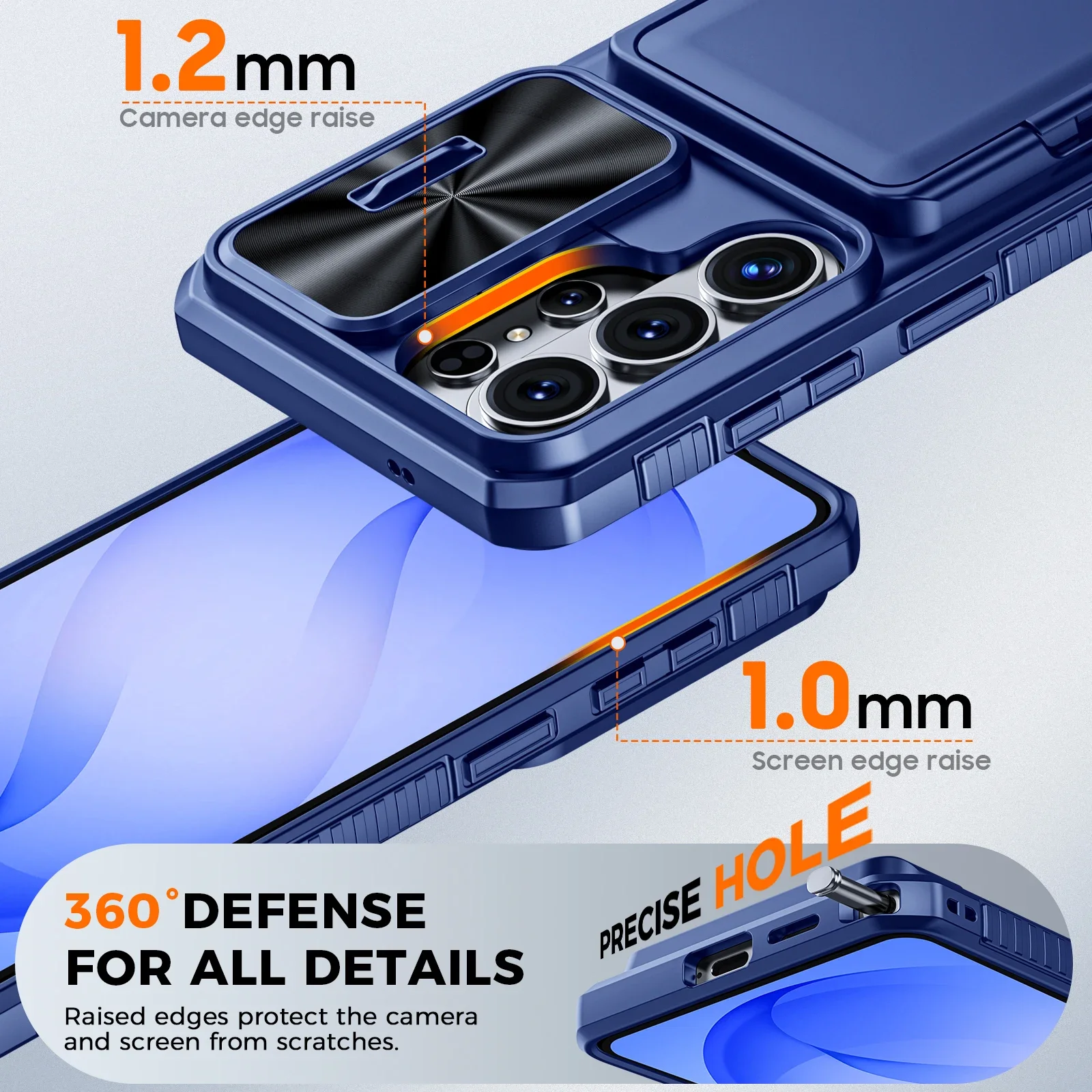 Premium Wallet Case - Full Body Protective with Card Holder, Camera Cover, & Kickstand, Blue