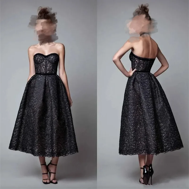 

Elegant black dress A-line V-neck backless tutu evening dresses formal evening party prom dresses customized