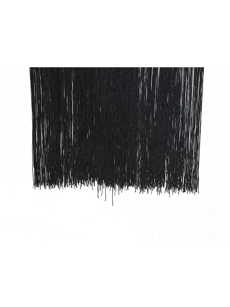 New Women Halter Fringed Dress Chic Hanging Neck Sleeveless Robes Sexy Backless Slim Fit Ladies Tassel Velvet Long Dresses