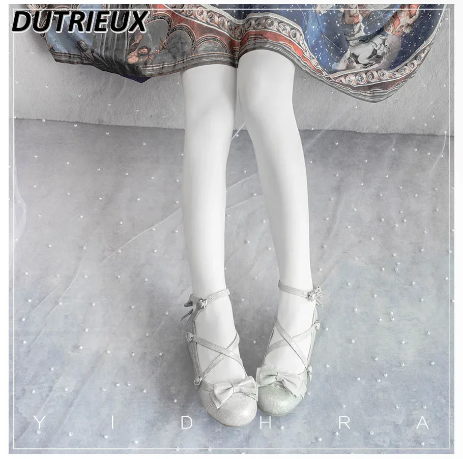 College Style Sweet Cute Girls' New Pure Color Velvet Pantyhose Spring and Autumn All-Matching Leggings Long Socks for Women