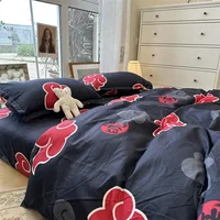 Naruto Akatsuki Anime 3 pièces ensemble de literie housse de couette housse de couette Polyester une housse de couette et une paire de taies d'oreiller (sans rembourrage) 3