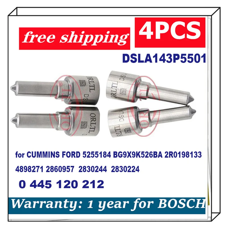 

NEW DSLA143P5501 0 433 172 037 Diesel Fuel Injector Nozzle DSLA 143P 5501 P5501 for CUMMINS FORD 0445120212 0 445 120 212 4PCS