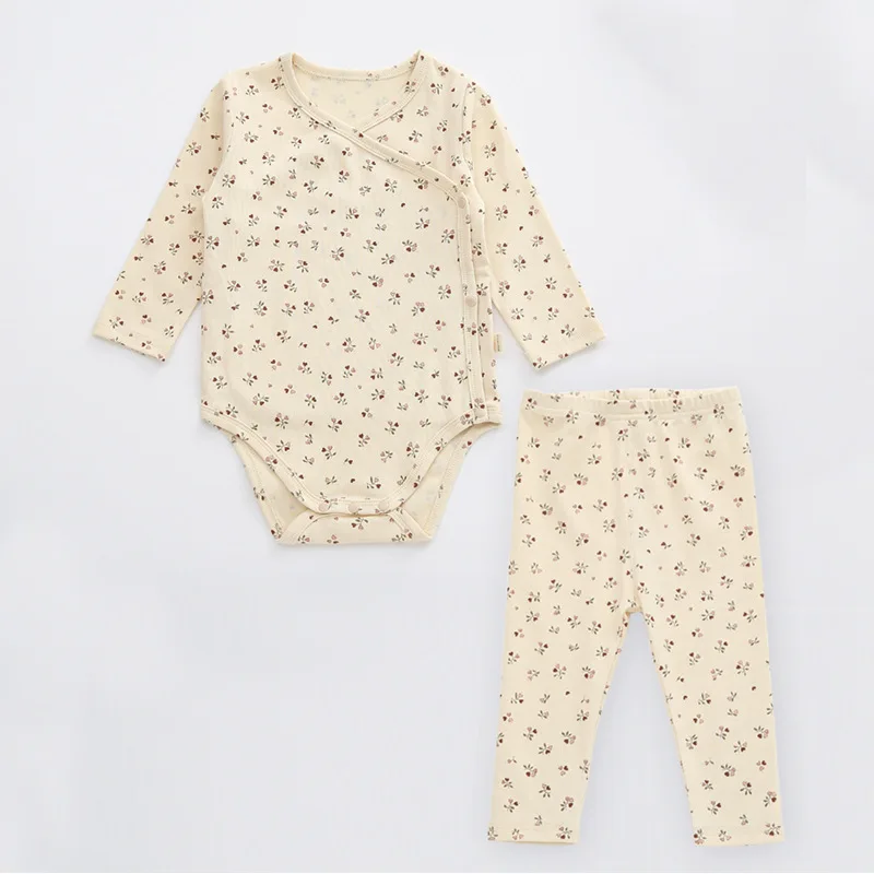 Conjunto de ropa de 2 piezas para bebé recién nacido, Pelele de manga larga, traje de Top y pantalón estampado, de 0 a 24 meses, para Otoño e Invierno