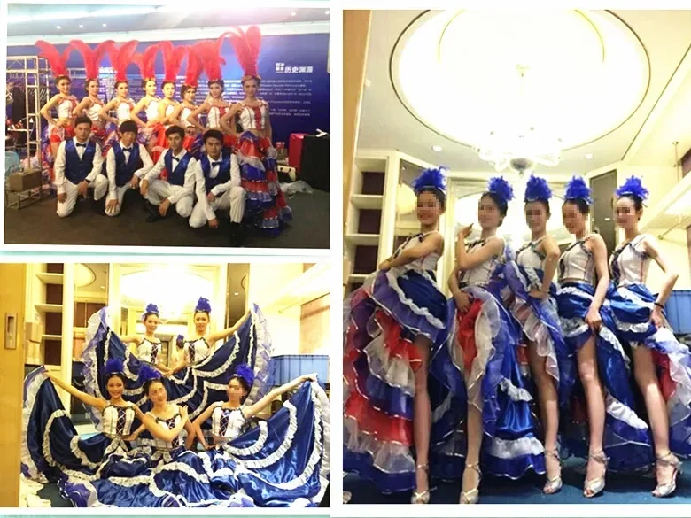 Sexy Opening dance dresses Carnival costume French Cancan dance 360 skirt stage dress