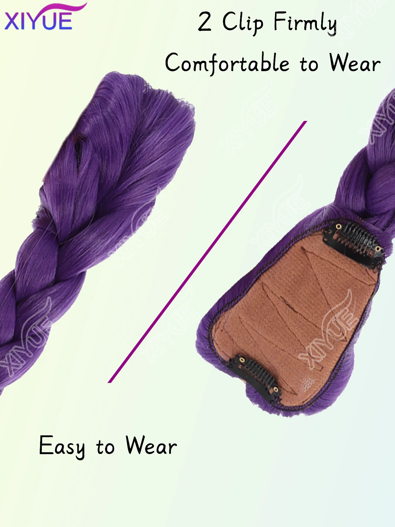 XIYUE Purple Ponytail Extensions 26 Inch Long Purple Braids Synthetic Fiber Hair for Cosplay Halloween Costume wig