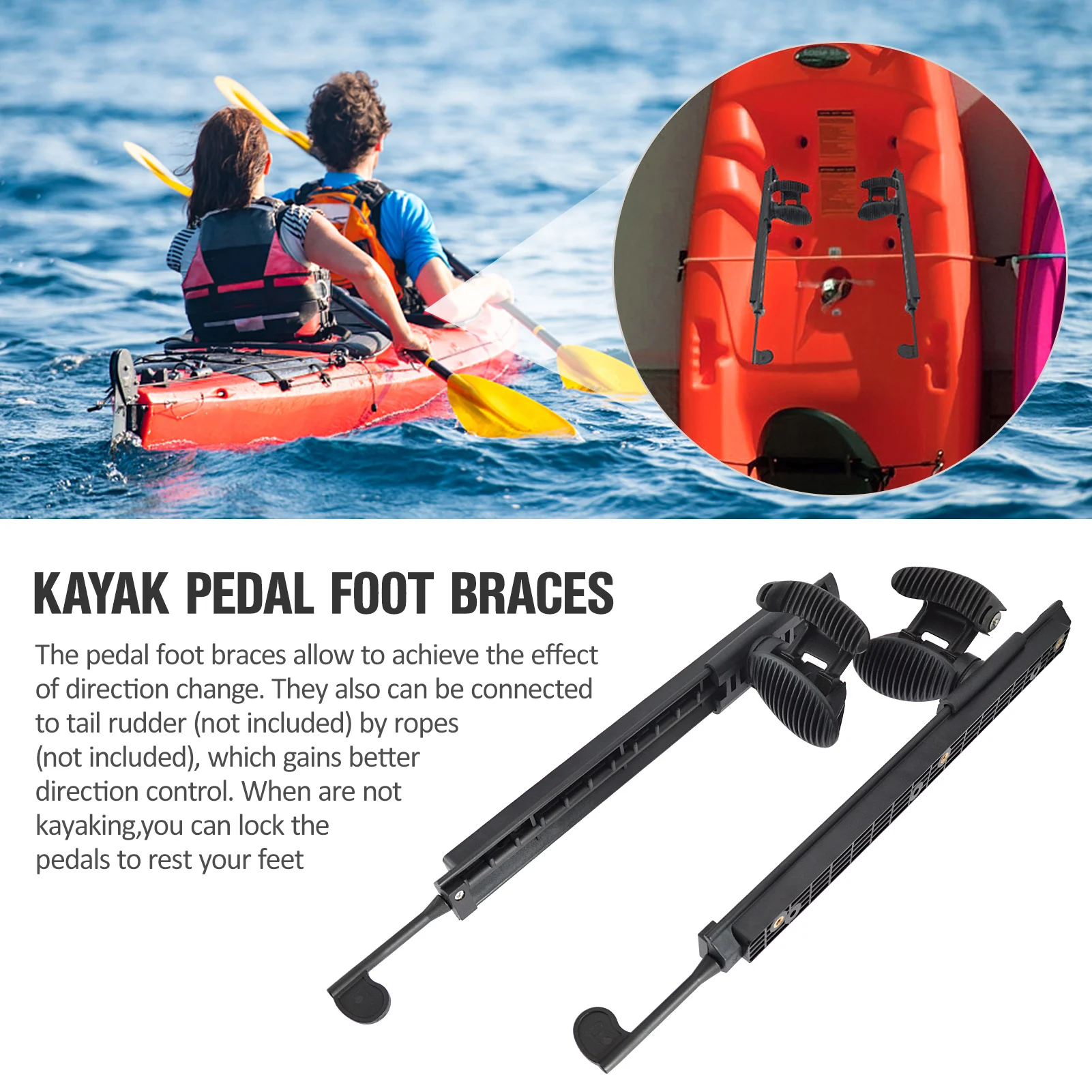 AdjustableKayakPedalFootBracesPedalsFootPegsKayakFootrestforDirectionControlBoat