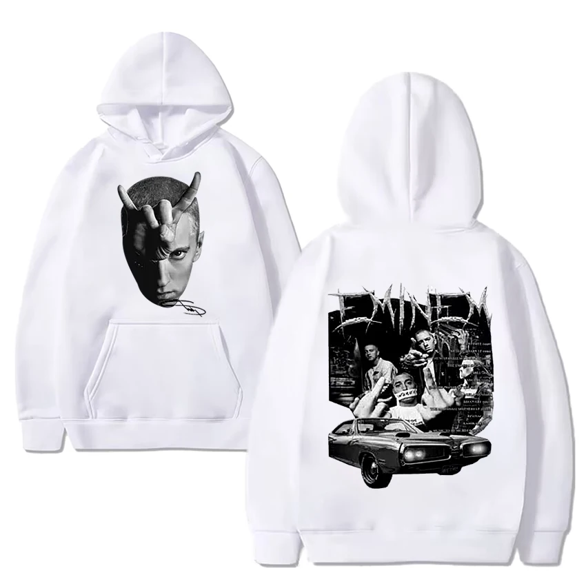 Rapper Eminem new hip hop music Hoodie Unisex vintage Fleece Long sleeve streetwear Men Women Oversized pullover Sweatshirt