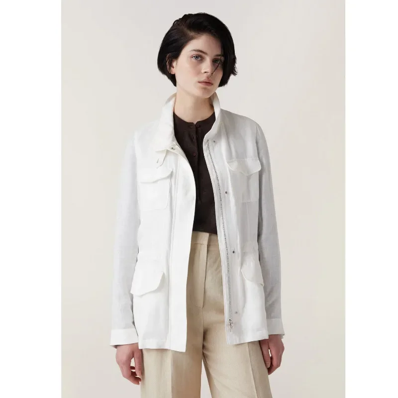 

Новинка 2023, осенне-зимняя льняная Повседневная куртка с карманами, Женская рабочая куртка