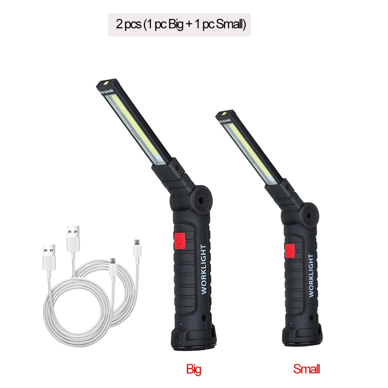 

Светодиодный фонарь рабочего освещения COB USB Перезаряжаемый ручной фонарик с магнитным крючком основа вращение на 360 градусов инструмент для ремонта автомобиля