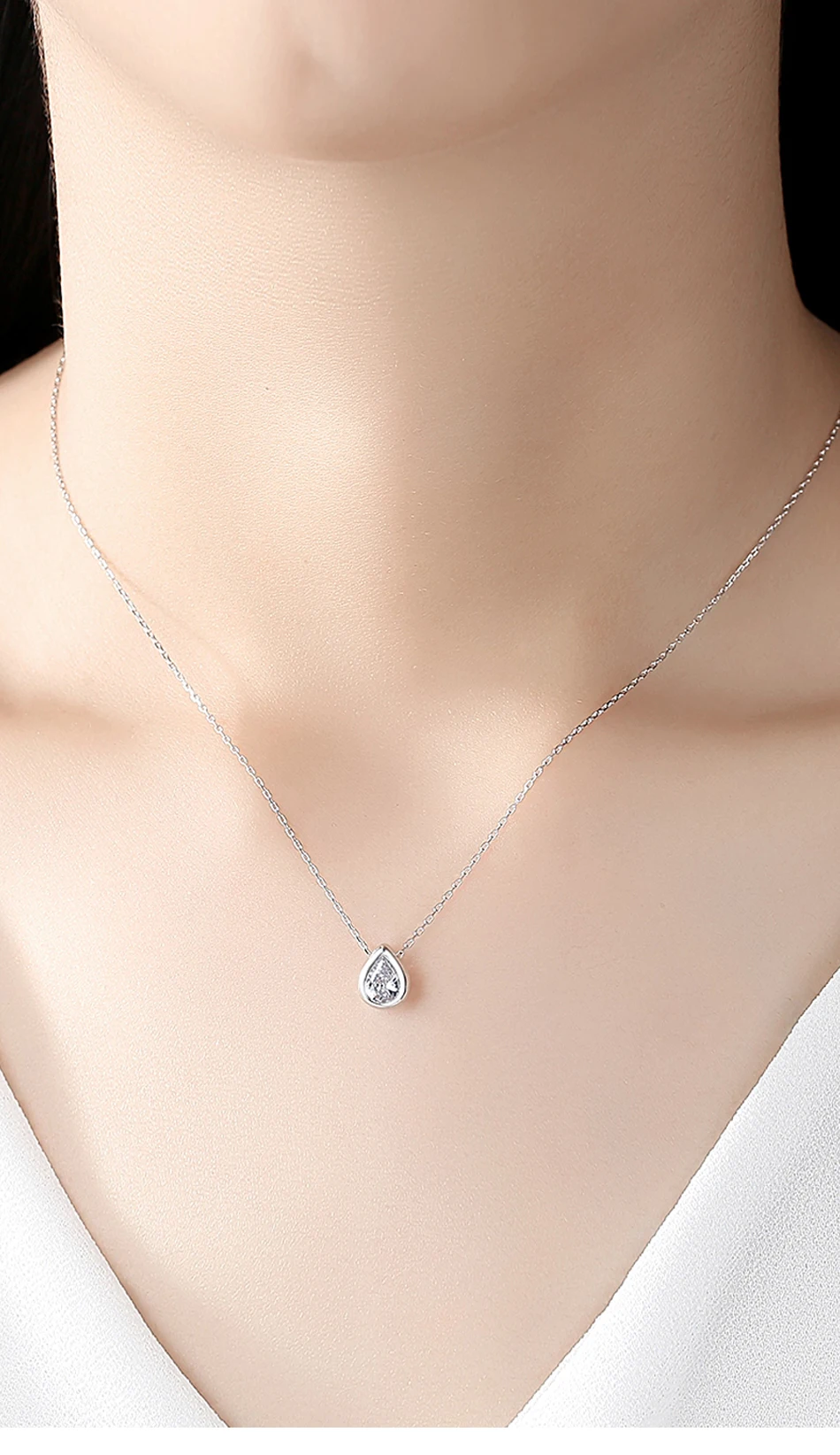 Ciondoli goccia d'acqua in argento sterling Collana a catena con castone con castone elegante da donna con temperamento cubico_voghion.com