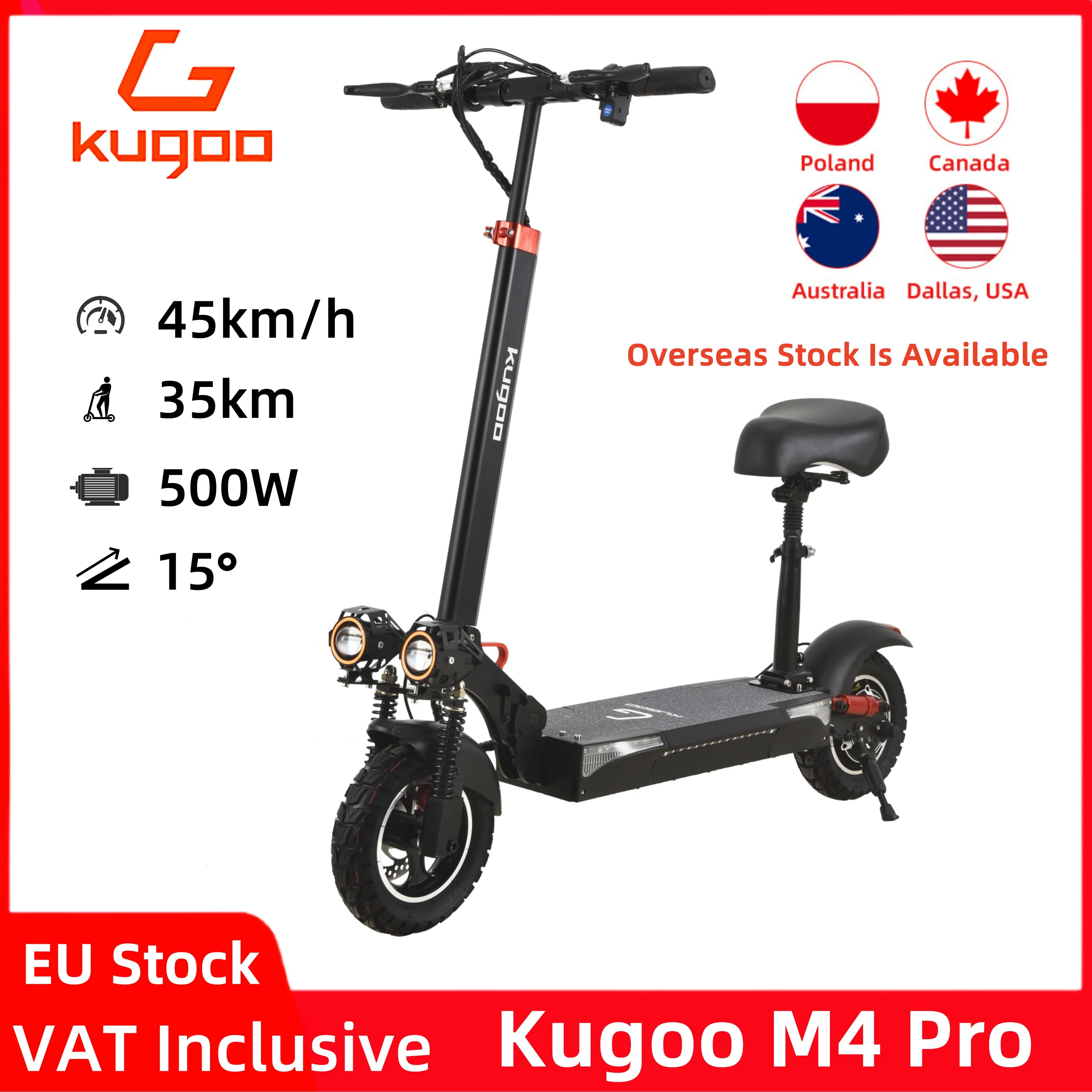 Электрический скутер KUGOO M4 Pro, 48 в 21 Ач, с сиденьем, двойной амортизацией, передними и задними дисковыми тормозами, электроскутер со склада в США и Европе