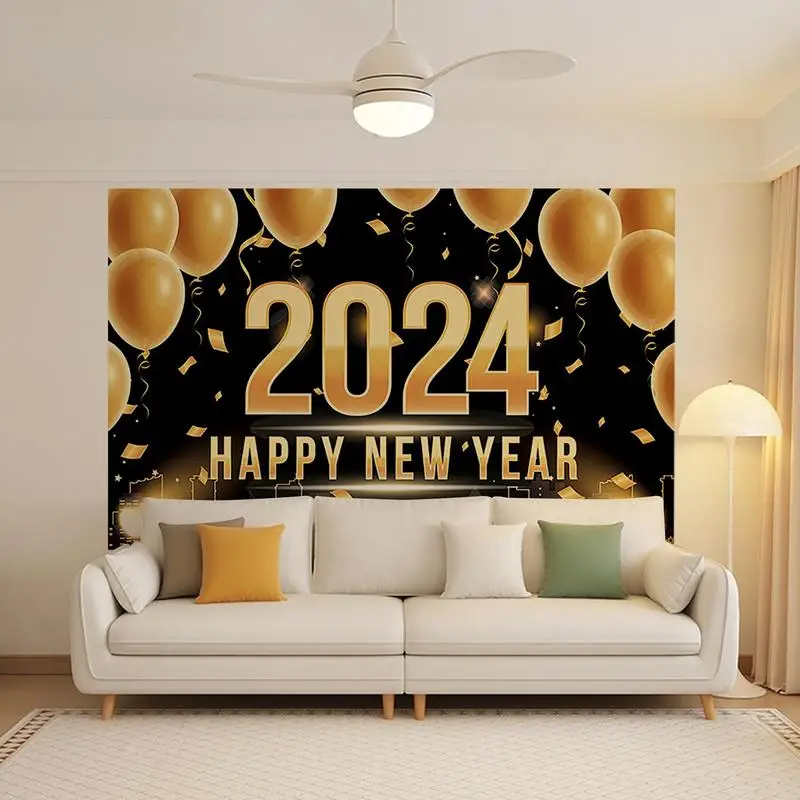 

2024 New Years Eve Party Supplies Happy New Year Banner Happy New Year Backdrop Countdown Party Photography Backdrop Banner