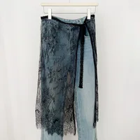 Midi Skirts Women Lace Drawstring Design Elegant Korean Style Spring Summer A-line High Waist Irregular Side Slit Fashion Street - Image 5