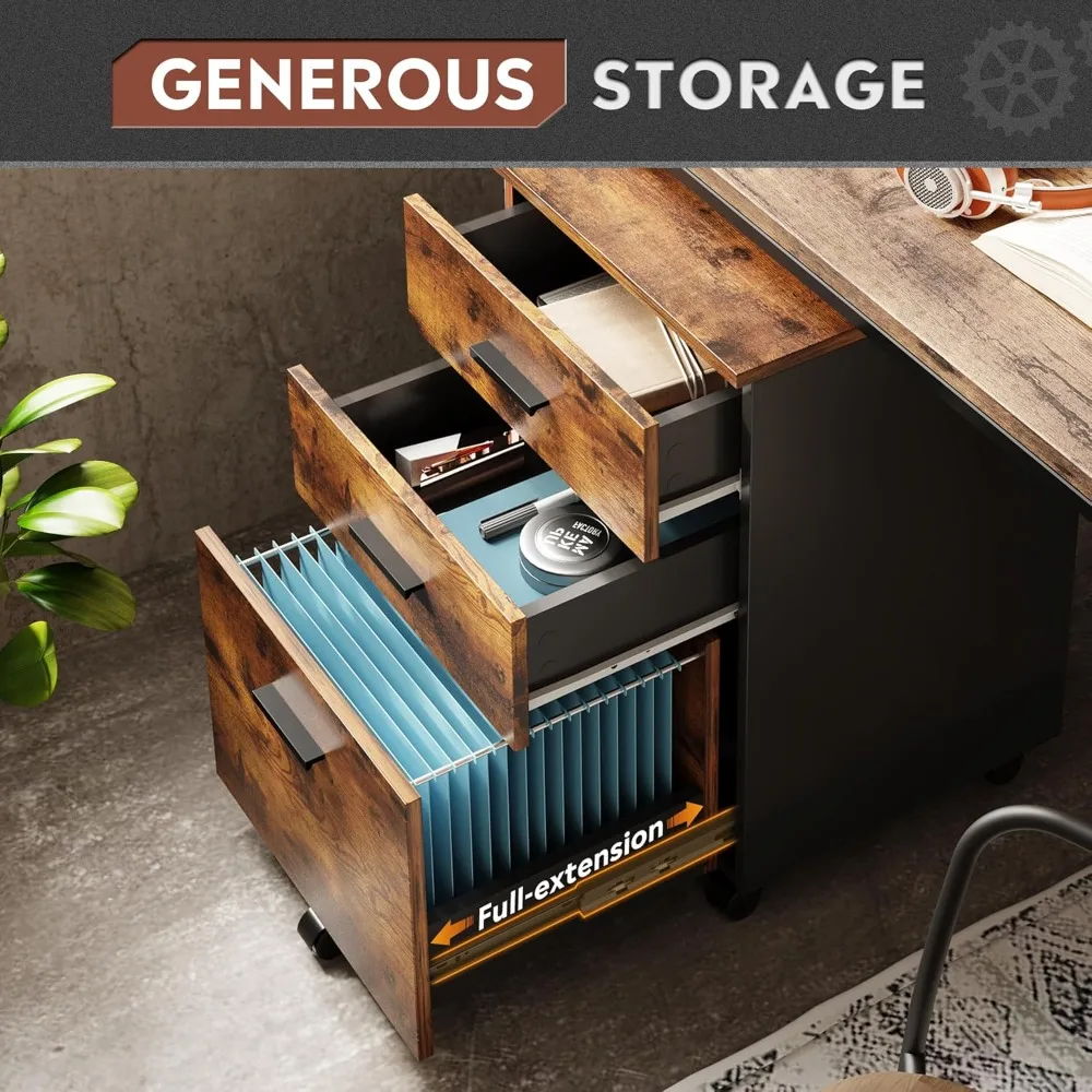 3 Drawer Wood File Cabinet 4