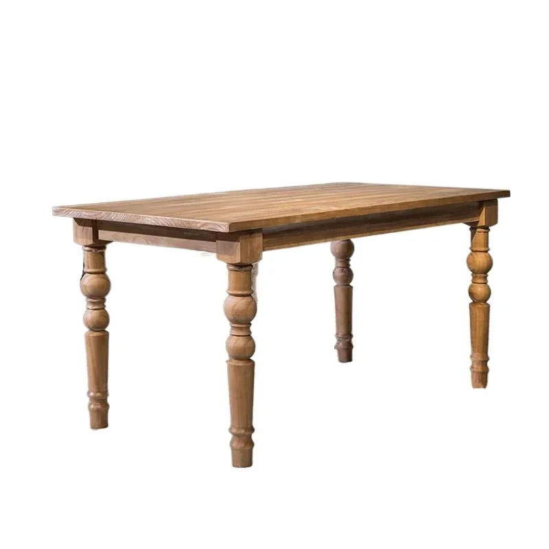 

American style rural retro solid wood household rectangular dining table and chair combination small unit modern minimalist log