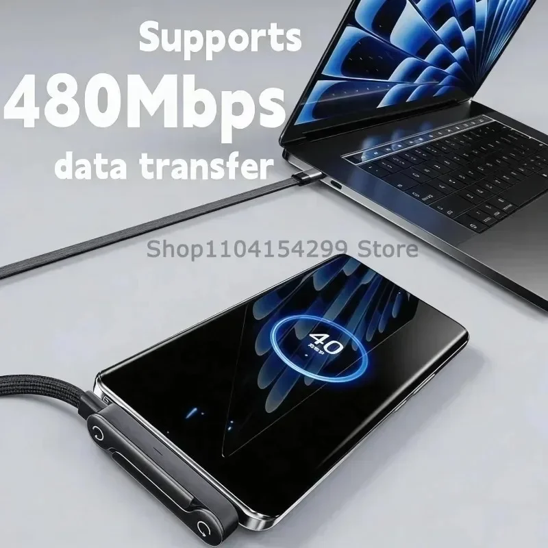Portable Phone Stand with Built-In Fast Charging Cord