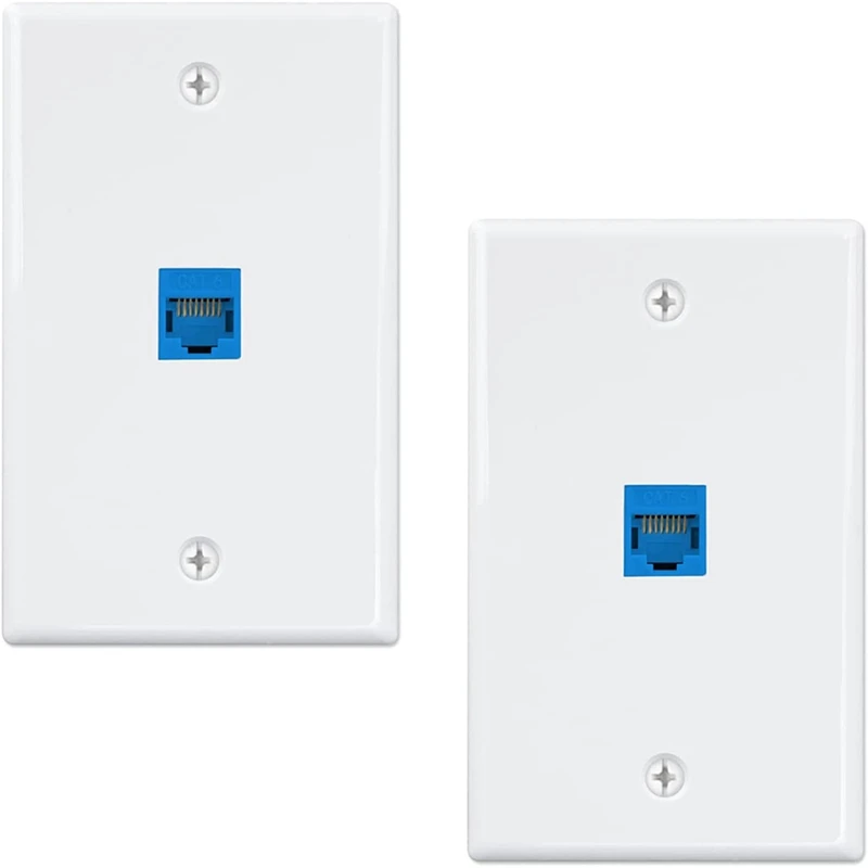 

6-Pack 1 Port Ethernet Wall Plate, RJ45 Cat6 Female To Female Jack Inline Coupler Face Plates, 1-Port
