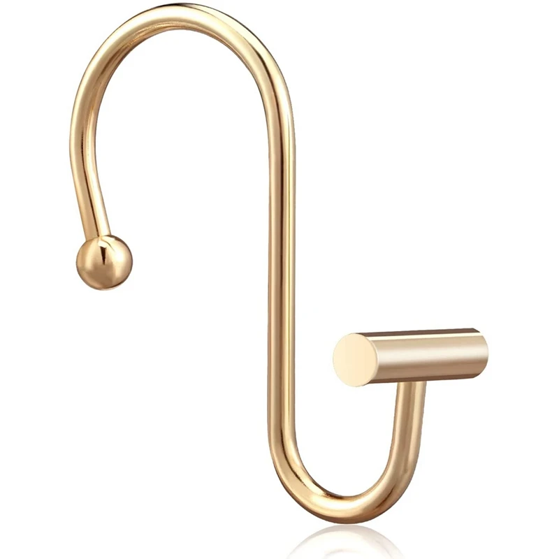 Shower Curtain Hooks Rings,Brass Decorative Shower Curtain Rings For Bathroom Rod,Shower Hooks Hangers T Shaped