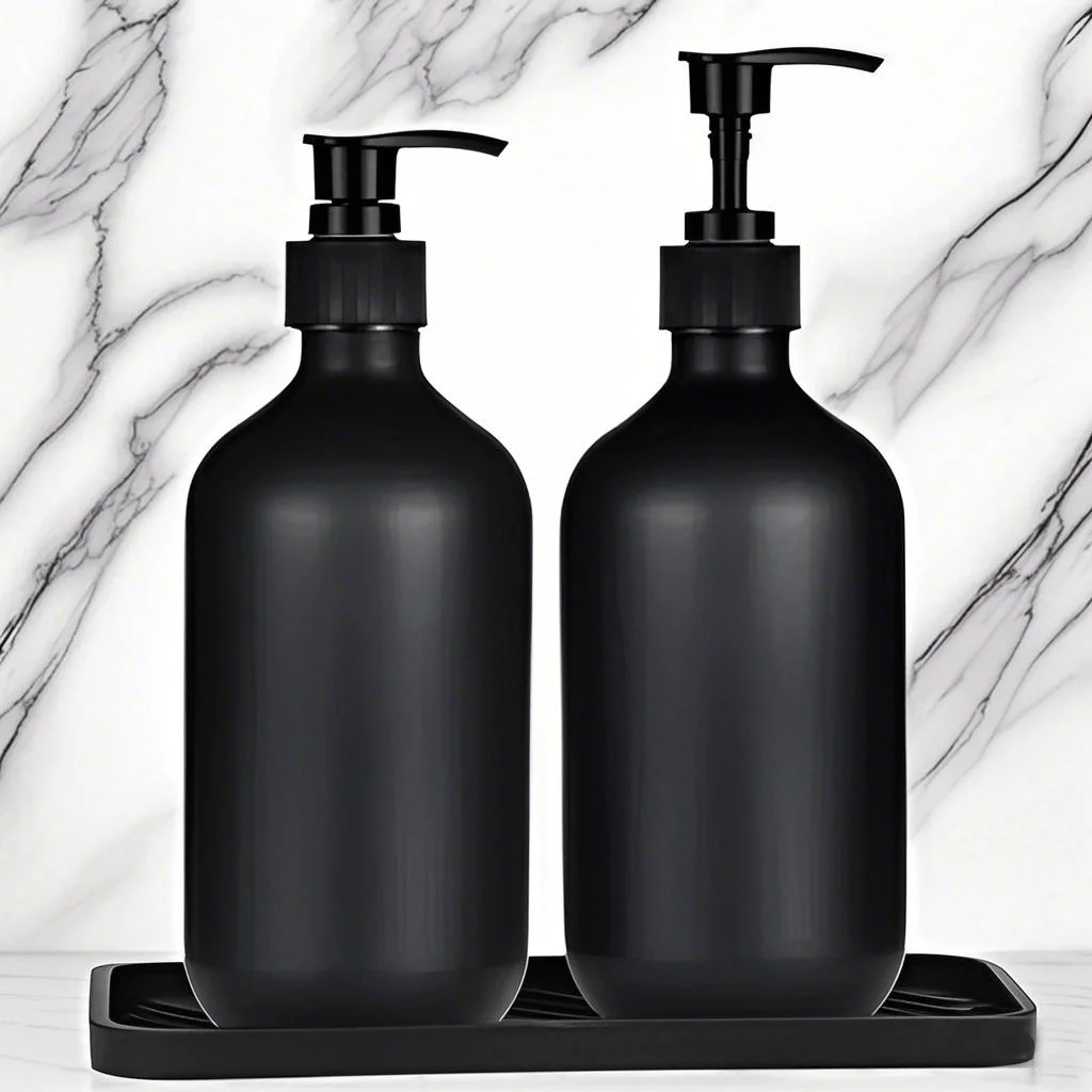 300/500ML Matte Black Liquid Soap Dispenser Refillable Shampoo Conditioner Body Lotion Container for Bathroom Hotel