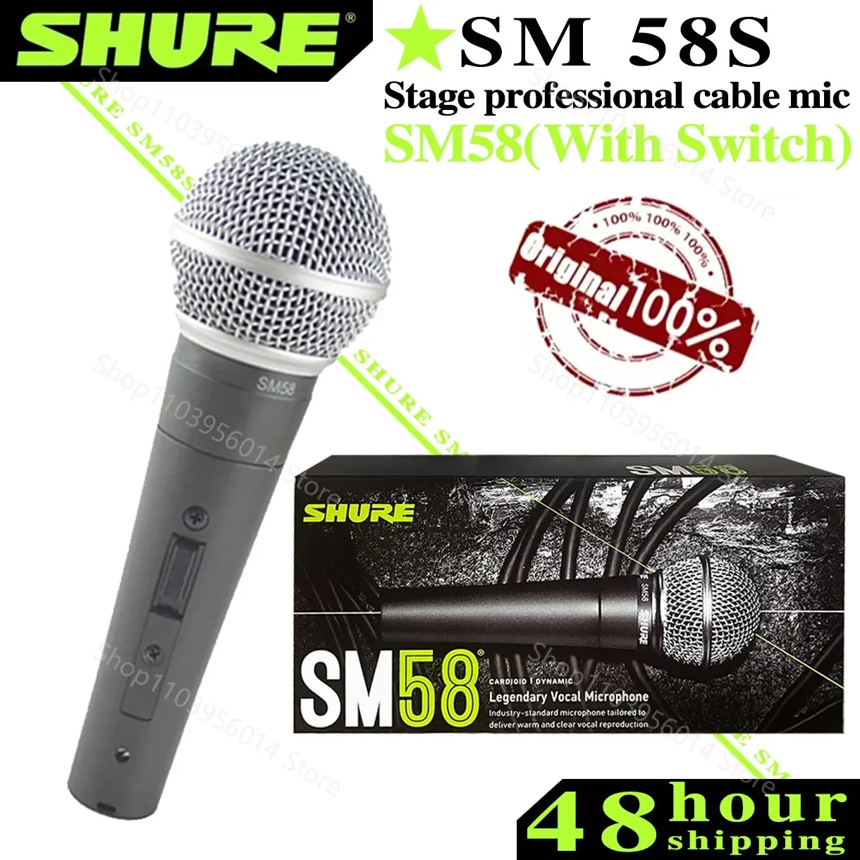 Original Shure SM58 Wired Vocal Dynamic Microphone Professional DJ Cardioid Mic Karaoke KTV Show Live wired microphone