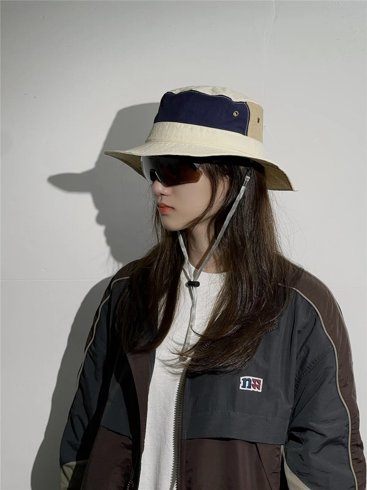 Women Men Japanese Camping Color Block Fisherman Hat Summer Outdoor Windproof Cap Bucket Hats_voghion.com
