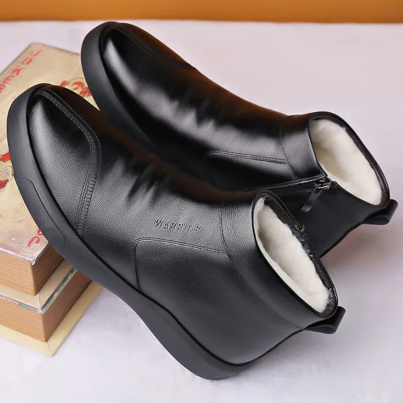 Shoes for Men Winter New Fashion Cotton Shoes Men's Plush Thickened Leather Waterproof Casual Snow Boots Zapatillas Hombre