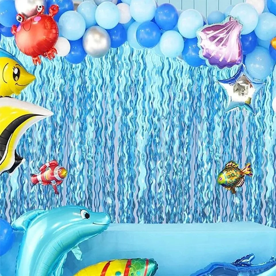 장식 풍선 레인 커튼 블루 워터 리플, 결혼 기념일, 그랜트 이벤트 생일 파티 패션 액세서리, 2M X 1M-Freehip.co.kr