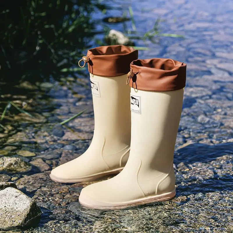 

Rain Boots Women's Anti Slip New Water Boots Outdoor Camping High Barrel Rubber Rain Boots
