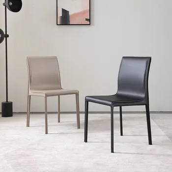 Italian Saddle Leather Dining Chair Home Modern Minimalist Designer Minimalist Hotel Restaurant Backrest Stool Luxury Chair