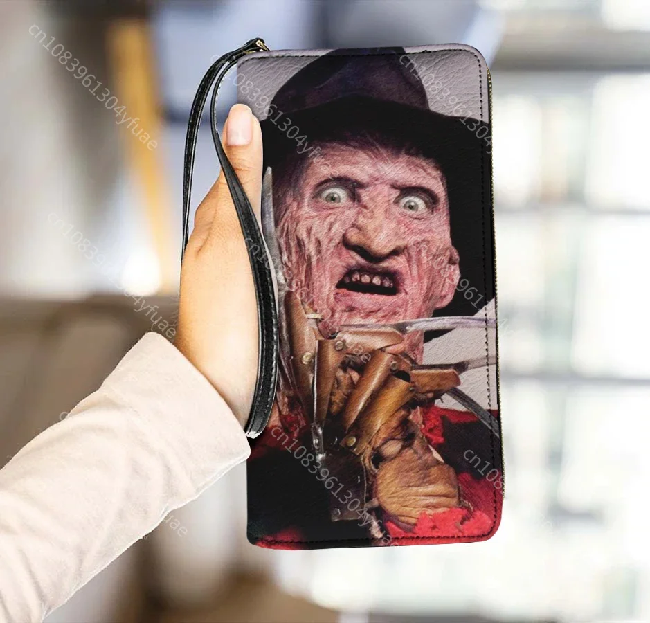 Horror Movie Michael Myers Design Women's Wallet With String Female Long Purse Long Section Moneybag Pocket Pouch for Lady
