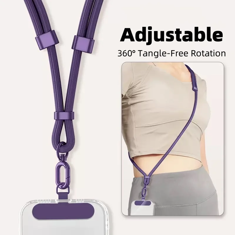 Universal Adjustable Phone Lanyard Crossbody Necklace Strap Phone Case Long Hanging Rope with Clip Anti-Lost