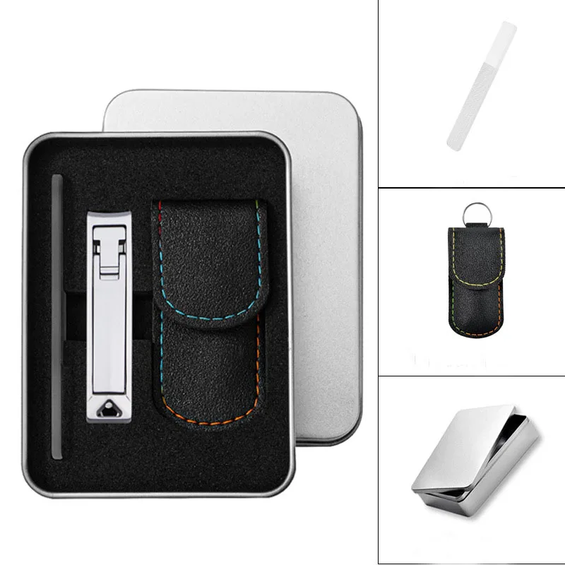 Ultra Thin Nail Clippers Portable Nail Cutters With Cow Leather Cover Superior Texture Stainless Steel Manicure Tool