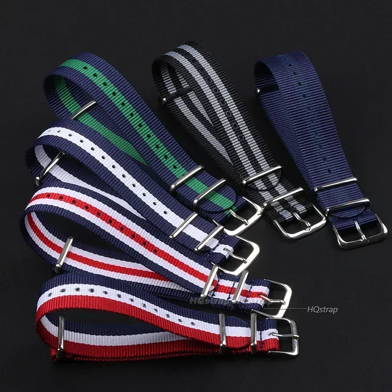 Nylon Army Sports Band - Black Watch Strap with Fabric Belt and Buckle Accessories
