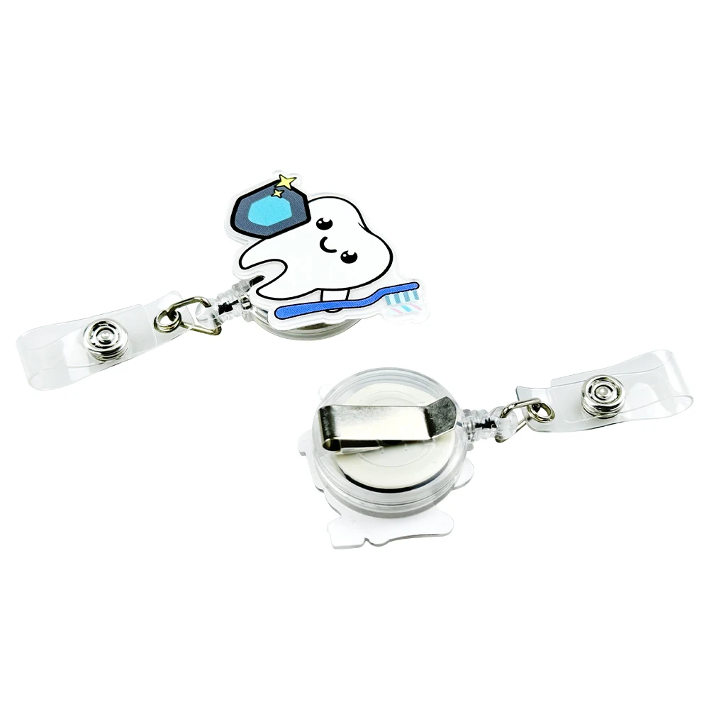 치아 모양 디자인 접이식 배지 릴 (간호사, 치과 보조진료원, 의사, 사회복지사, 클리닉 직원용) 클립, 클리닉 선물