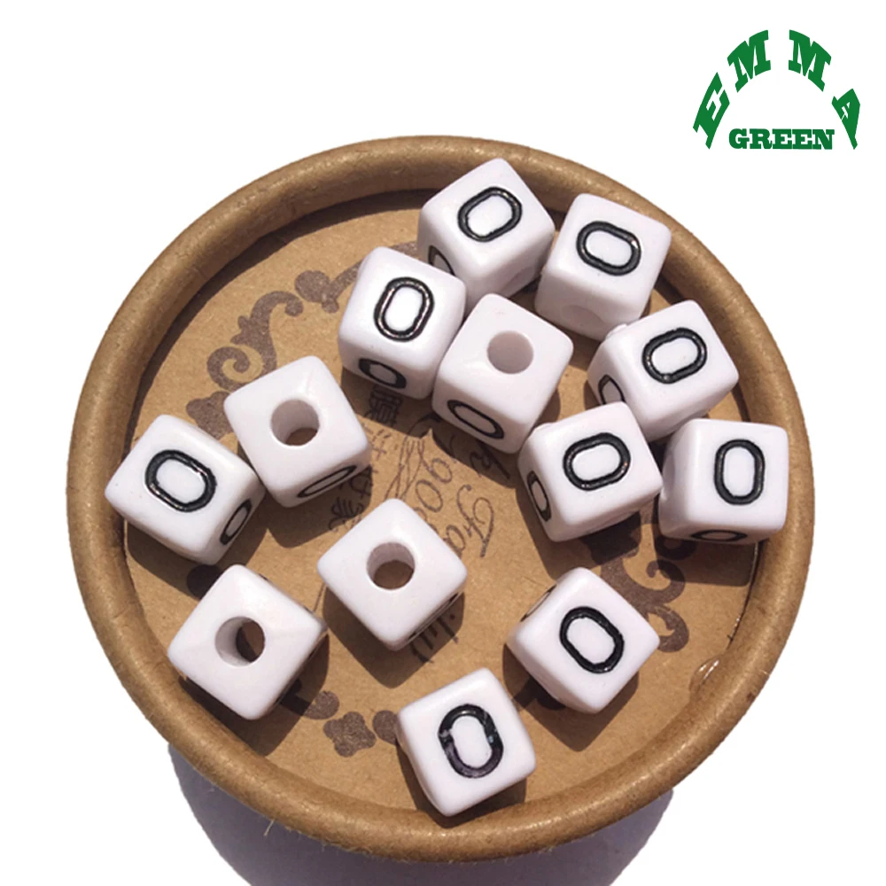 Factory Letter Beads for Jewelry Making 10mm 550pcs White Separate Vowel Alphabets with Hole Acrylic Square Beads Charm Spacers