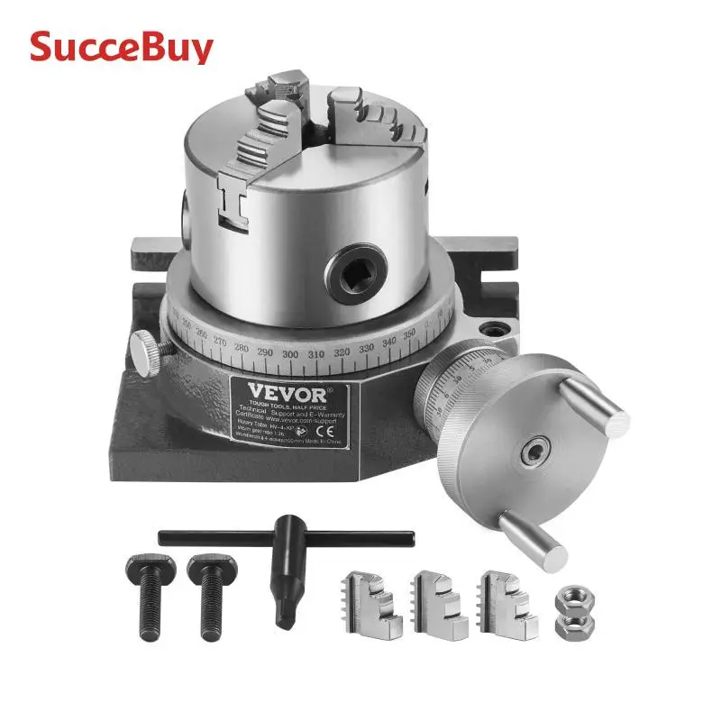 Precision Milling Rotary Table 4''/ 100 mm Horizontal Vertical Model with 3-Jaw Chuck Indexing Tools Milling Machines milling machine tools tilting milling table