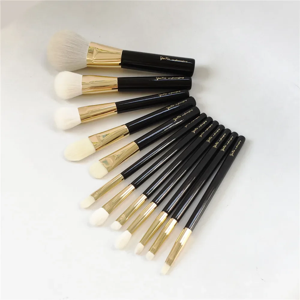 Yani 메이크업 컴플리트 브러쉬 세트 12pcs 럭셔리 브론저 뺨 크림 파운데이션 아이섀도 컨실러 립 화장품 브러쉬